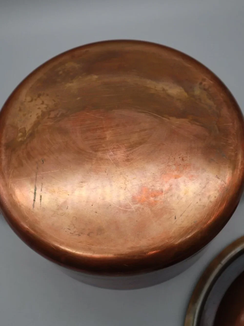 Vtg French Copper Faitout Pot Casserole Dutch Oven w/ Lid 8